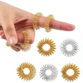 Finger Massage Acupressure Ring 10 Pieces Hand Care Finger Ring Massage Massager Portable Acupressure Ring Blood Color Random 10p 2ea