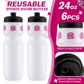Talltalk 6 Pack Cheerleader Gift Bulk Cheer Water Bottles Cheerleading Plastic Squeeze Sports Tumbler Cups with Pull Top Cap Reusable for Cheer Sports Party Favors Team Gifts Bags Fillers(Rose Red)