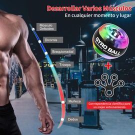 EMAGIE Antebrazo Ejercitador Gyro Ball - Ejercitador de Dedos Pelota de Giroscopio para Ejercicios Ejercitador de Antebrazo para Fortalecer Manos, Brazos, Dedos, Muñeca Huesos y Músculos