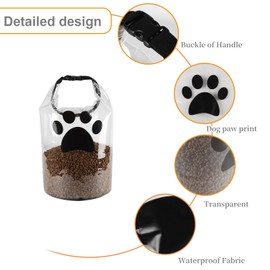 Brabtod Travel Dog Food Container 10Lbs,Roll Top Dog Food Travel Bag,Waterproof Dog Food Bag,Reusable Dog Travel Kibble Container,Ideal for Camping,Dog Boarding-Clear & BPA-Free