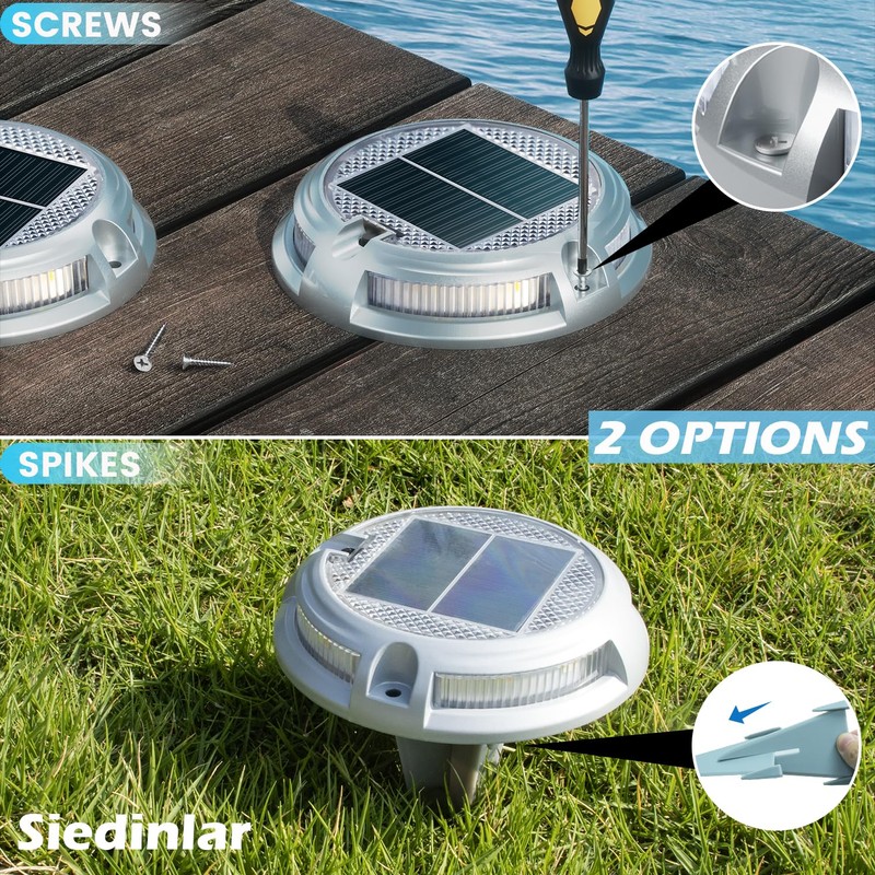 SIEDiNLAR Solar Driveway Dock Lights 16 LEDs 9 Modes, Deck