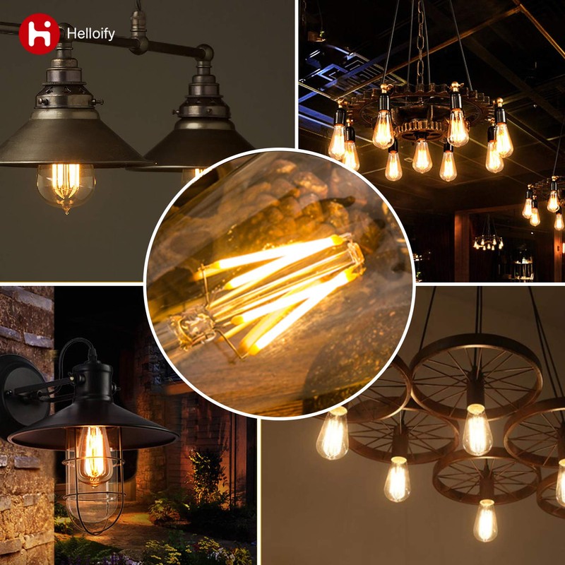helloify ST64 LED Filament Bulbs, 9W(100W Equivalent) 800lm, Edison Vintage
