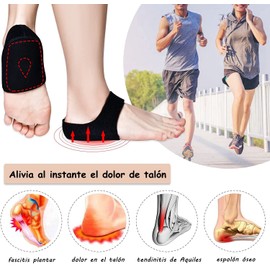 Protectores de talón, Almohadillas de talón con copas de gel, soporte de cojín de talón para fascitis plantar, dolor de talón, almohadillas de talón para hombres y mujeres (Taloneras De Gel Negras)