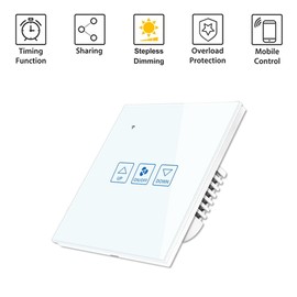 Byttlerom Fan Speed Control Touch Switch Wifi Smart Deluxe Crystal Panel Switch Tuay App Remote Control 90V 250V EU UK Switch(C)