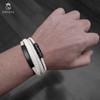 UNIQAL Black Shape Men's Leather Bracelet Stainless Steel Genuine Leather