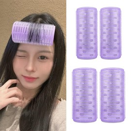 CHANGJIQ Bangs Curler, Set of 4, Diameter 2.0 & 1.6 inches (5 & 4 cm), Easy to Roll, Magic Curler, Thick Bangs Clip, for Curling Hair, Brushed Hooks, Aluminum Core, Stylish, Harmless to Hair, Korean