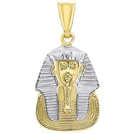 Jewelry America - Colgante de oro amarillo de 14 quilates con dije de faraón egipcio, Oro amarillo