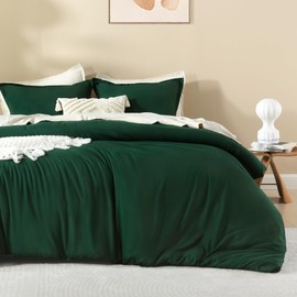 Litanika Dark Emerald Green Twin/Twin XL Comforter Set, 2 Pieces Solid Forest Bedding Set, All Season Fluffy Bed Set (66x90In Comforter & 1 Pillowcase)