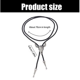 XWLEYW Mens Leather Necklace – Adjustable Braided Bolo Tie for Men, Vintage Cowboy Leather Necklace Cord Style, Western Rodeo Cowboy Accessories, Unisex Wild West Theme Gift