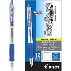 PILOT EasyTouch Refillable & Retractable Ballpoint Pens, Medium Point, Blue Ink, 12-Pack (32221) 1