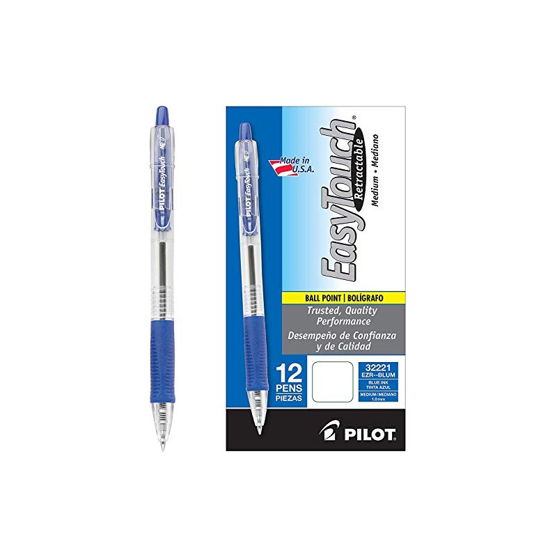 PILOT EasyTouch Refillable & Retractable Ballpoint Pens, Medium Point, Blue