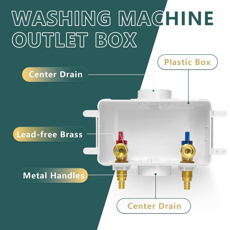 Washing Machine Outlet Box, Niikappu 1/2 Inch Pex Crimp Inlet