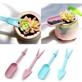 LuckyOpt Transplanting Tool Set, 2Pc Small Plastic Sowing Digging Tools Kit Seedling Extractor, Mini Garden Seedling Tools for Home Planting Succulents Indoor Outdoor Widger Digging 2 Color (Blue)