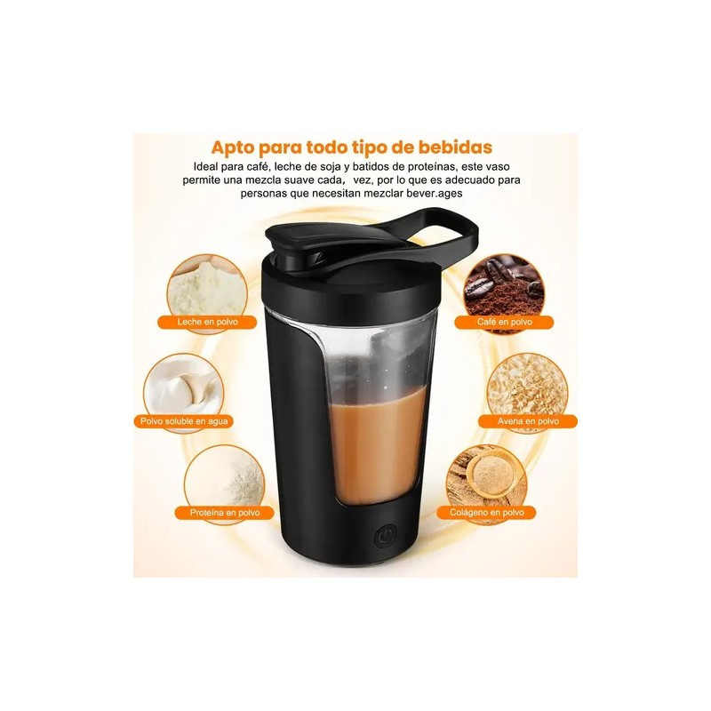 Vaso Shaker Eléctrico Time4buy 450 ml, con Llavero Scoop y