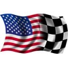American Racing Blended Wavy Waving Flag Sticker 3" x 1.8"