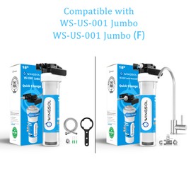 WINGSOL Jumbo Under Sink Water Filter Replacement, 5-in-1, Long-lasting, Reduces Heavy Metals, Chlorine, Alkalizes, Fits WS-US-001 Jumbo Advanced, 1 Count