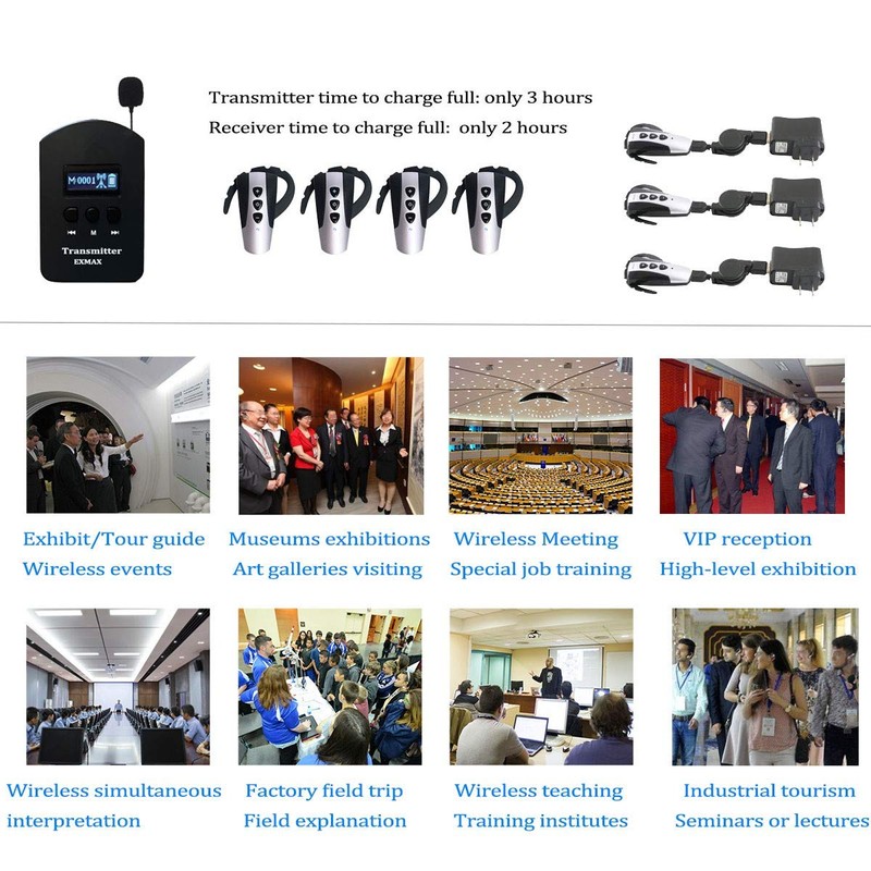 EXMAX EXD-6824 2.4GHz Wireless Tour Guide System Ear-hook Receiver for