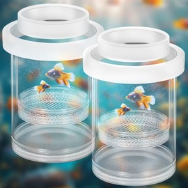 Beeveer 2 Pcs Breeder Box for Fish Tank Aquarium Breeder Separation Net Breeding Box with Suction Cup for Small Fish Shrimp Clownfish Guppy (White,L)