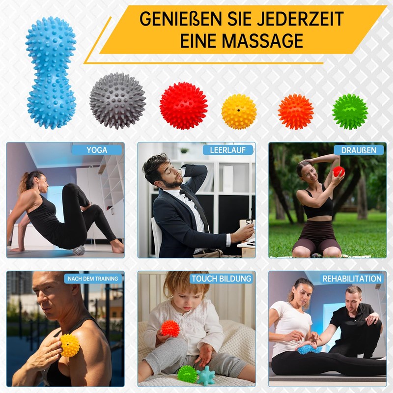 Hedgehog Ball Massage Ball 6-Piece Set, Hedgehog Ball Set with