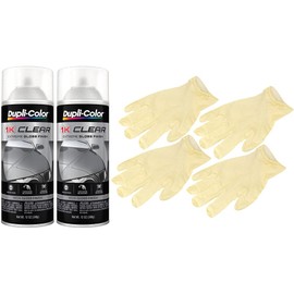 Sherwin-Williams Company, Duplicolor 1K Clear Extreme Gloss Finish Spray Paint (12 oz) Bundle with Latex Gloves (6 Items)