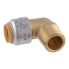 SharkBite Max 1/2 Inch x 1/2 Inch 90 Degree Male Adapter Elbow, Push to Connect Brass Plumbing Fitting, PEX Pipe, Copper, CPVC, PE-RT, HDPE, UR280A