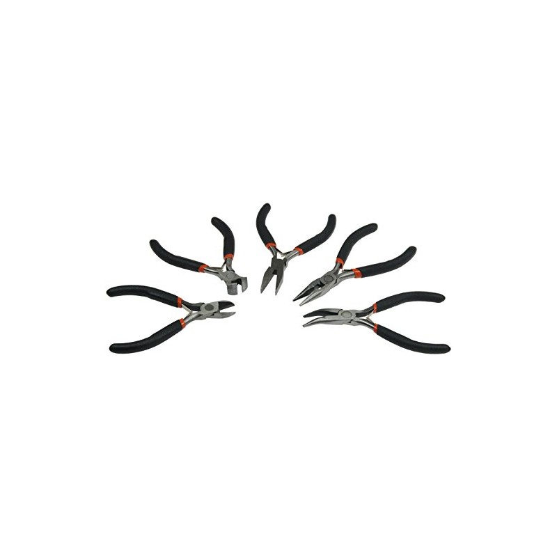 Electronics Pliers Set Insulated 5-Piece Side Cutters Long Nose Pliers