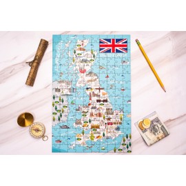 Terra Puzzles United Kingdom Map Wooden Jigsaw Puzzle 152 Piece, 10x15 inches