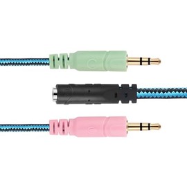 Nylon-Braided 3.5mm AUX Audio Mic Splitter Cable Car Earphone Headphone Adapter 2 Male to 1 Female Aux Cable