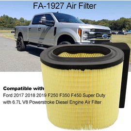 Filtro de aire FA-1927 sustituye al filtro de aire HC3Z-9601-A PA8219, filtro de aire Motorcraft FA-1927 compatible con Ford 2017-2019 F250 F350 F450 Super Duty con filtro de aire de motor diésel V8 Powerstroke de 6.7L