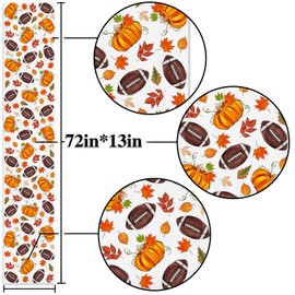 Nepnuser Fall Football Table Runner Pumpkin Maple Leaves Sport Themed Party Decoration Home Kitchen Dining Room Decor