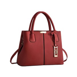 Women's PU Leather Handbag Stylish Tote Shoulder Bag with Crossbody Strap Elegant Spacious Purse for Work & Everyday Use (Red)