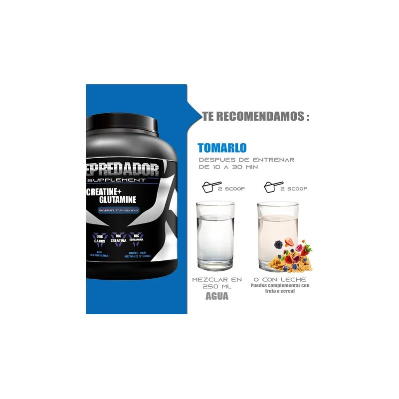 Creatina + Glutamina Depredador 1kg Varios Sabores