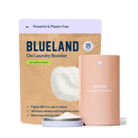 BLUELAND Oxi Laundry Booster Powder Starter Set - Plastic-Free & Eco Friendly Oxy Cleaner - Plant Based Stain Remover - Clear Skies Scented - 17.6oz, 25 Loads