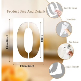 BTORER 6inch 0 to 9 Large Number Stencils Set, 10Pcs Reusable Curb Address Number Stencils Road Sign Digital Templates for Painting DIY Mailbox Signs Road Parking Lot Door Trucks Painting Stencils