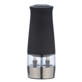WENKO Electric Mill with Light 2 in 1 Black Salt and Pepper Mill with Light, Plastic (ABS), 7 x 17.5 x 6 cm, Black