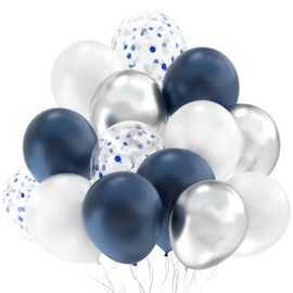 Blue and Silver Balloons, 70pcs Navy Blue Silver White Balloons for Birthday Baby Shower Wedding Decoration