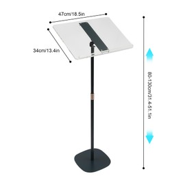 Portable Presentation Stand – Height Adjustable Lectern & Podium for Classroom, Church, or Office, Multi-Function Mobile Standing Desk, Black