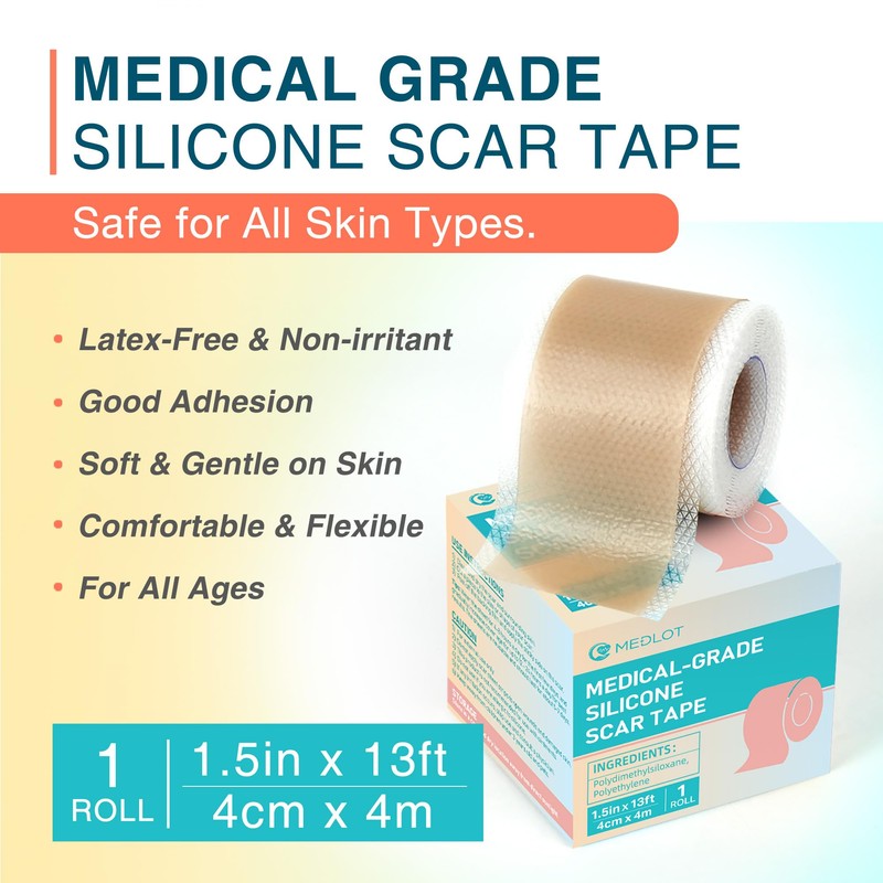 MEDLOT Silicone Scar Sheets, 1.55” x 156” - 4M, Medical