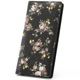 GOIACII Women's Large RFID Protection Slim Wallet for Women Long Format with 11 Card Slots and Photo Window, C01 Black