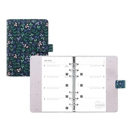 Filofax Garden Organizer, Personal Size, Dusk - Leather-Look, Gold Foil Accents, Six Rings, Week-to-View Calendar Diary, Multilingual, 2025 (C028713-25)