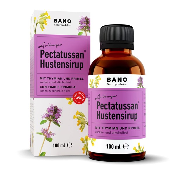 BANO Pectatussan Thyme Primrose Cough Syrup 100 ml Alcohol and Sugar Free for Adults and Children from 3 Years
