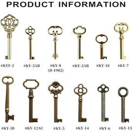 Llhhs 12Pcs Keys,Universal Skeleton Key Set for Antique Dresser, Chinese Cabinet, Antique Furniture and Old Style Cabinets or Doors, Collectible Gift Key Replacement