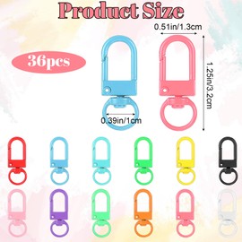36PCS Metal Lobster Claw Clasps Small Size Bag Charms Lobster Clasps DIY Accessories for Bags Art Crafts Keychain Clip Jewelry Making Connector(12 Colors)