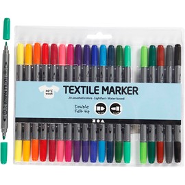 Creativ Fabric Textile Markers, Double Tip, Assorted (Pack of 20)