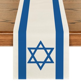 Artoid Mode Hexagram Hanukkah Table Runner, Star of David Jewish Chanukah Holiday Kitchen Dining Table Decoration for Home Party Decor 13 x 72 Inch