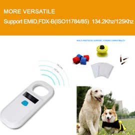 Tormete RFID Pet Microchip Scanner - Dual Frequency 125kHz/134.2kHz, OLED Display & 128 Data Storage, USB Portable Pet Chip Scanner for Dogs/Cats/Pigs/Animals, ISO11784/85 Certified (TM90A White)