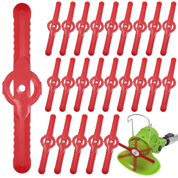 HJUWANG 50 Pcs Plastic Grass Trimmer Blades Red Grass Trimmer