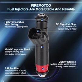 FIREMOTOO Fuel Injectors Pack of 8 2 Holes Compatible with Jeep Grand Cherokee 2001-2002 for Dodge Durango Dakota 2001-2003 for Ram 1500 2002-2003 4.7L V8