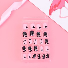 FRCOLOR 24pcs Lovely Boy Girl Fake Nails Kit Full Cover Nail Tips for Boy Girl Art Easy to Apply Back Gum Design Material for Creative Decoration