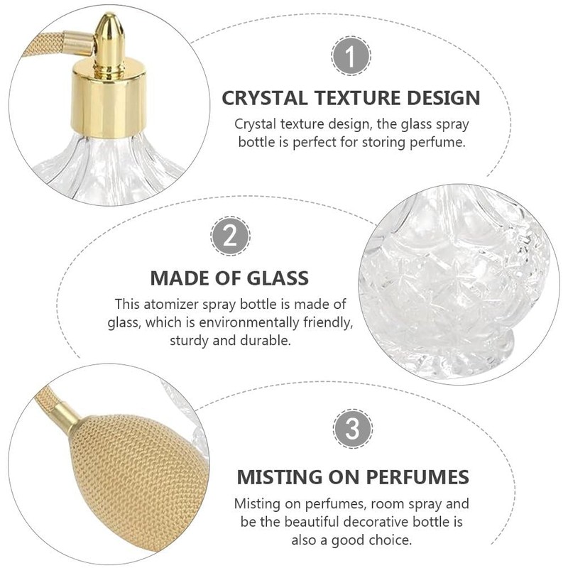 Topxome 100ml Clear Crystal Vintage Style Perfume Bottle Long Spray